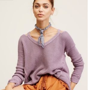 Free People Moonshine V-Neck Pullover Smokey Grape